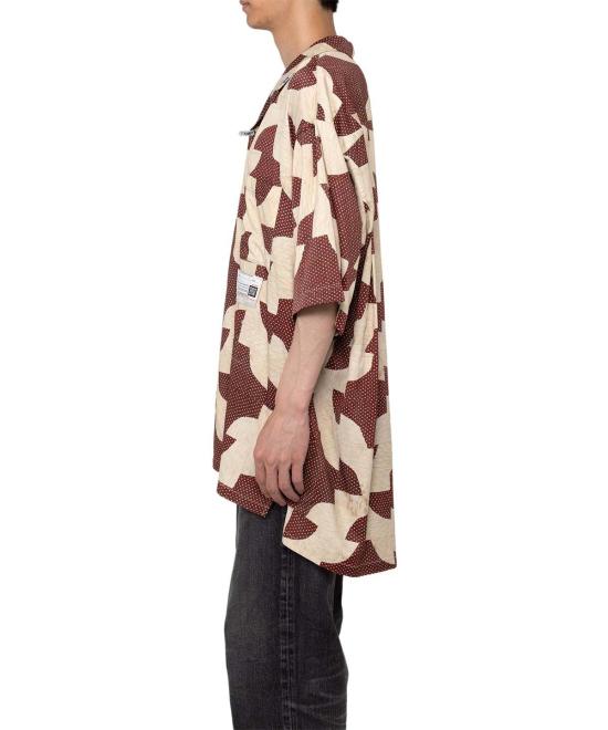  메종 미하라 야스히로 반팔 셔츠 미하라 야스히로 드렁커스 패스 퀼트 패턴 프린트 S/S  보르도 - MAISON MIHARA YASUHIRO