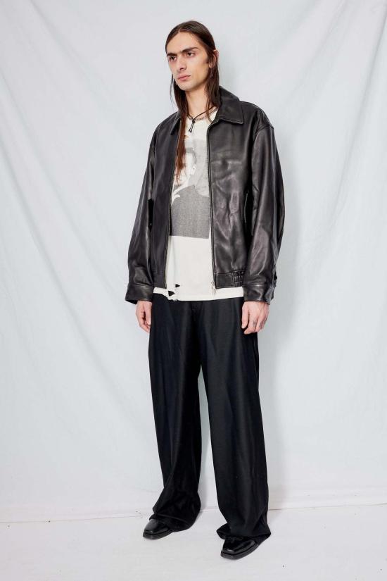  던스트 자켓 Dunst 블랙 이탈리안 램스킨 가죽 블루종 - DUNST