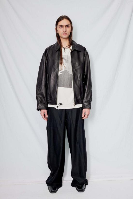  던스트 자켓 Dunst 블랙 이탈리안 램스킨 가죽 블루종