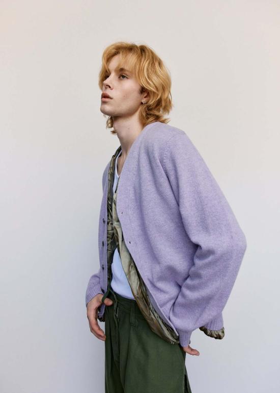  JW앤더슨 가디건 JW 앤더슨 새틴 라이닝 카디건 라벤더 - JW ANDERSON