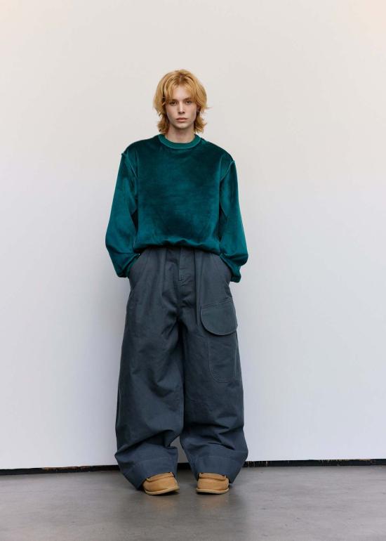  JW앤더슨 긴팔 티셔츠 JW 앤더슨 벨벳 본디드 스웨트셔츠 딥 티일 - JW ANDERSON