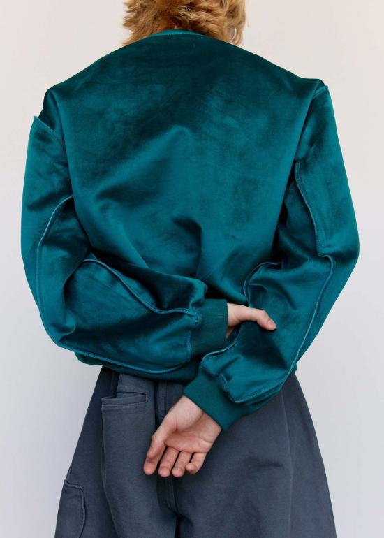  JW앤더슨 긴팔 티셔츠 JW 앤더슨 벨벳 본디드 스웨트셔츠 딥 티일 - JW ANDERSON