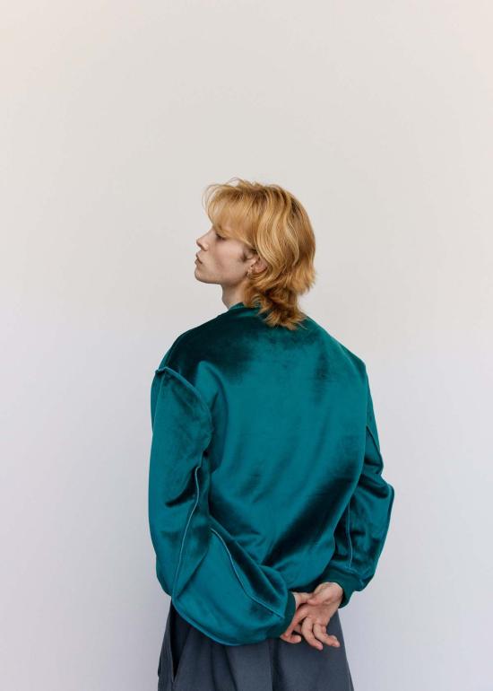  JW앤더슨 긴팔 티셔츠 JW 앤더슨 벨벳 본디드 스웨트셔츠 딥 티일 - JW ANDERSON