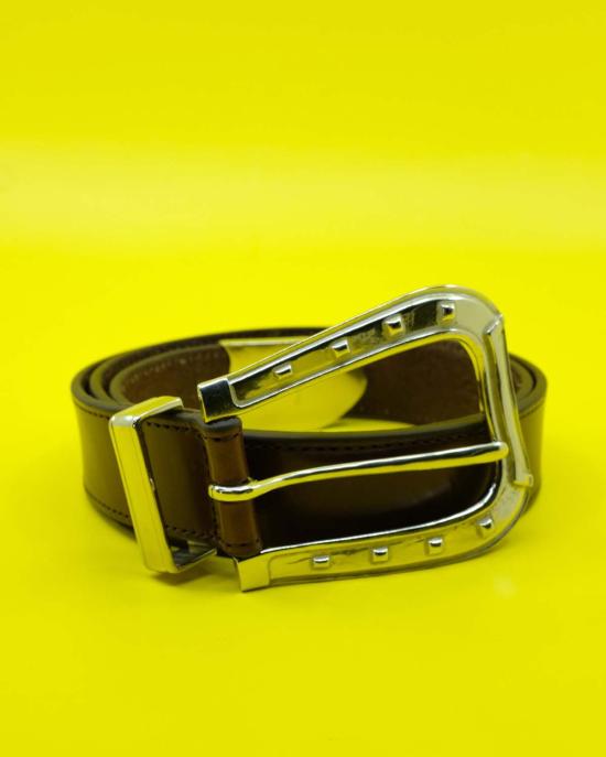  더 레터스 레귤러 벨트 레터스 소가죽 3피스 말굽 버클  초콜릿 - THE LETTERS