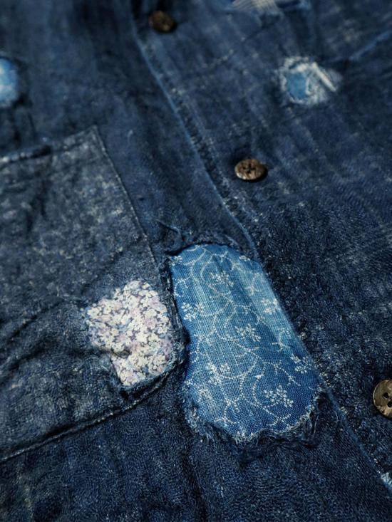  캐피탈 반팔 셔츠 Kapital Idg 패치워크 보로 알로하 인디고 - KAPITAL