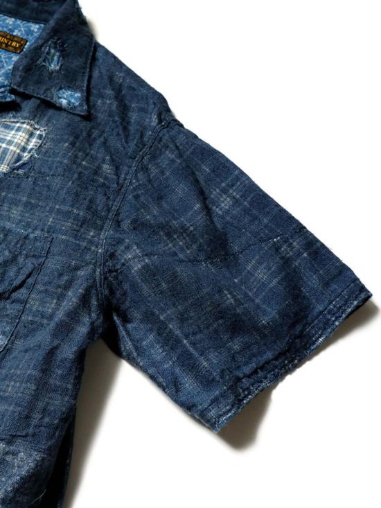  캐피탈 반팔 셔츠 Kapital Idg 패치워크 보로 알로하 인디고 - KAPITAL