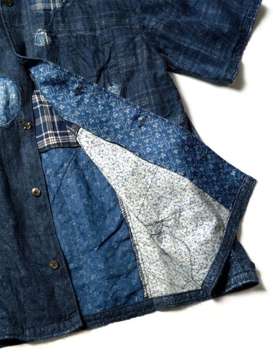  캐피탈 반팔 셔츠 Kapital Idg 패치워크 보로 알로하 인디고 - KAPITAL