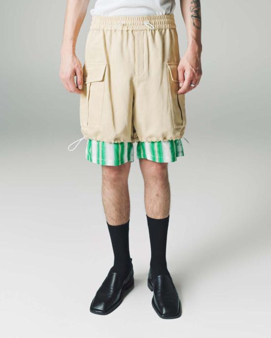 웨일즈보너 숏팬츠 웨일즈 보너 파스닙 코튼 리넨 드릴 로엄 카고 숏 옐로우