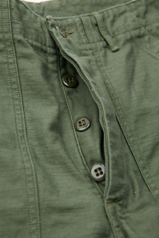  오어슬로우 스트레이트 팬츠 또는 슬로우 어스 아미 레귤러 핏 피로 팬츠 그린 리버스 코튼 새틴 - ORSLOW