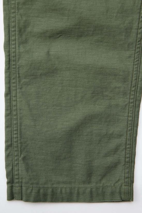  오어슬로우 스트레이트 팬츠 또는 슬로우 어스 아미 레귤러 핏 피로 팬츠 그린 리버스 코튼 새틴 - ORSLOW