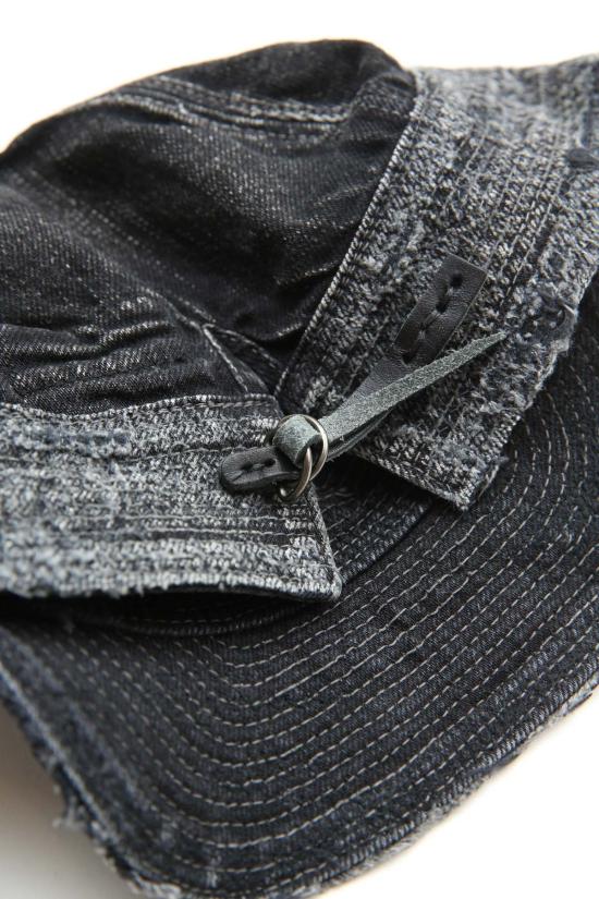  캐피탈 이어플랩 캡 Kapital Crash Remake 11.5oz 데님 The Old Man And The Sea 캡 블랙 - KAPITAL