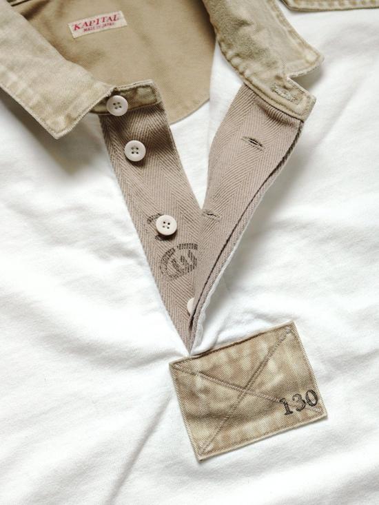  캐피탈 긴팔 티셔츠 Kapital 16 Tianzhu Seagull 럭비 셔츠 화이트 - KAPITAL