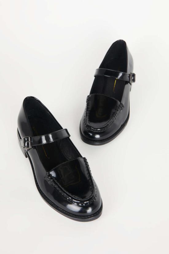  인텐셔널리 블랭크 플랫 슈즈 "의도적으로." 래프터 메리제인 힐 블랙