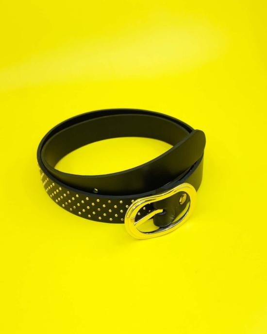  어니스트 더블유 베이커 가죽 벨트 어니스트 W. 베이커 스터드 가죽  블랙/골드