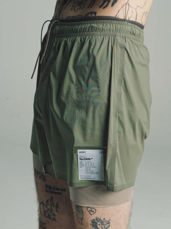 새티스파이 숏팬츠 Satisfy Running Vetiver Tech Silk 8인치 반바지 그린 - SATISFY