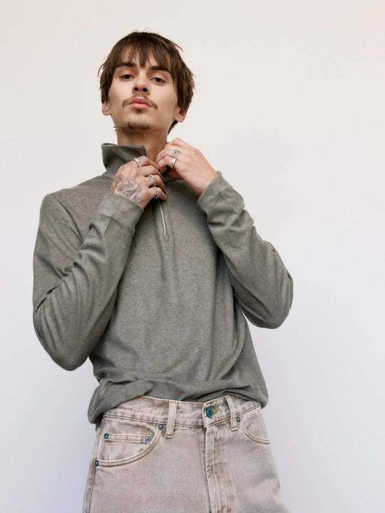  아워레가시 스웨터 우리의 유산 Everyday Frotte Delicate Funnel Corroded Olive - OUR LEGACY