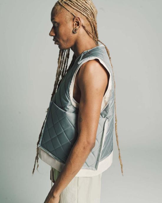  카미엘 포트젠스 베스트 Camiel Fortgens 나일론 리서치 지퍼 조끼 세이지 - CAMIEL FORTGENS