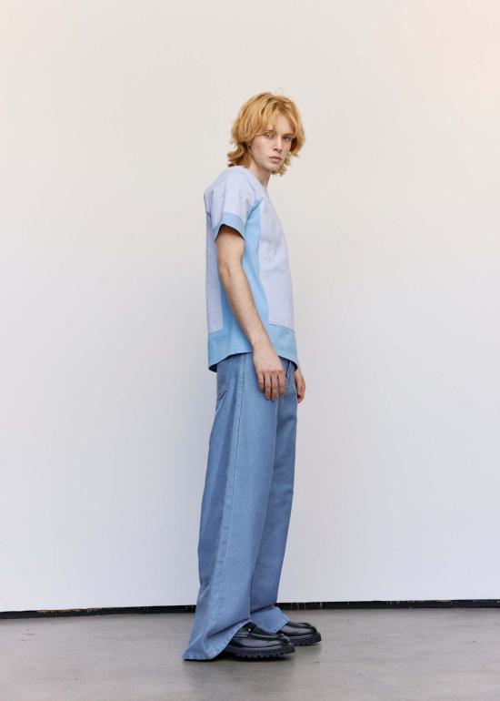  마르니 데님 팬츠 몰스킨 와이드 팬츠 프렌치 블루 워시드 - MARNI