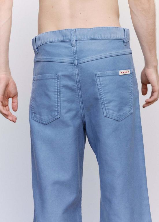  마르니 데님 팬츠 몰스킨 와이드 팬츠 프렌치 블루 워시드 - MARNI