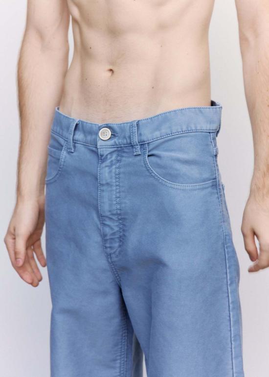  마르니 데님 팬츠 몰스킨 와이드 팬츠 프렌치 블루 워시드 - MARNI