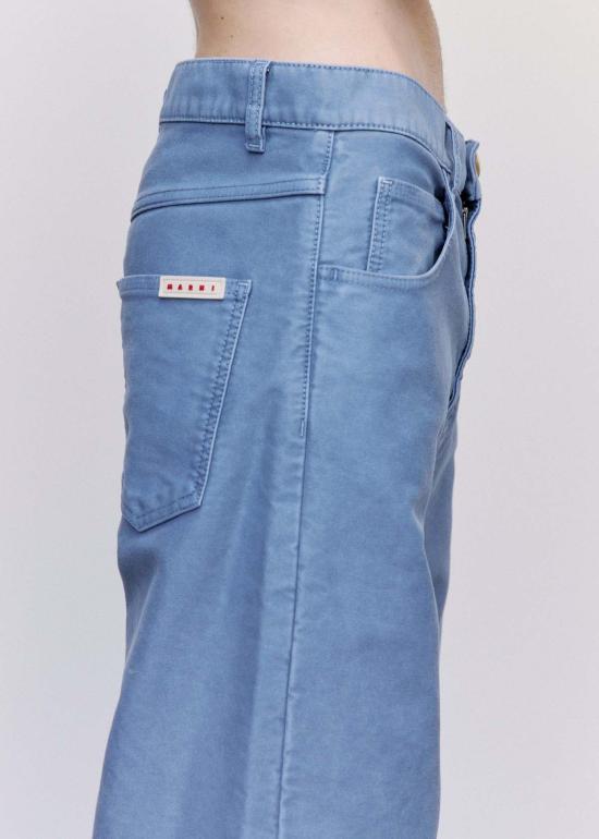  마르니 데님 팬츠 몰스킨 와이드 팬츠 프렌치 블루 워시드 - MARNI