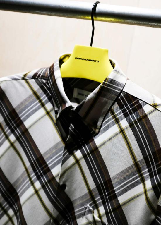  어니스트 더블유 베이커 긴팔 셔츠 어니스트 W. 베이커 브라운 다이아고날 플레드 비스코스 반팔  브라운 - ERNEST W. BAKER