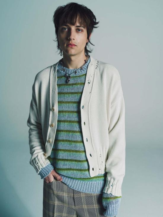  마르니 가디건 울 디스트레스드 카디건 크림