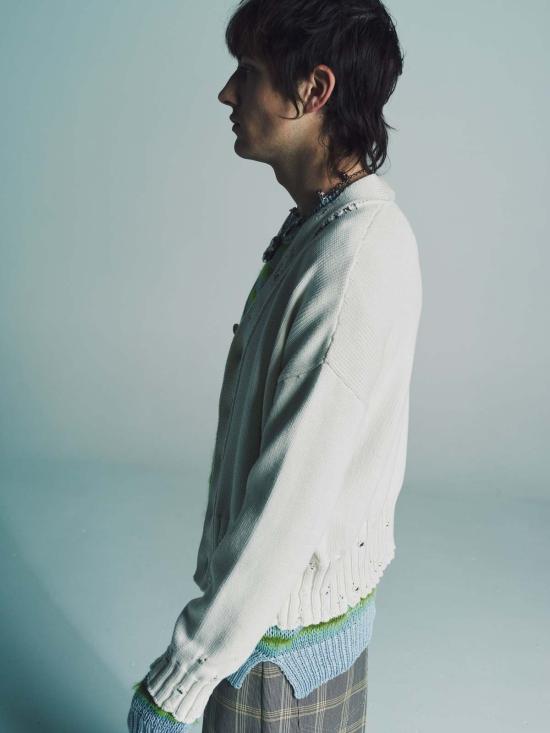  마르니 가디건 울 디스트레스드 카디건 크림 - MARNI