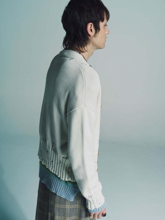  마르니 가디건 울 디스트레스드 카디건 크림 - MARNI