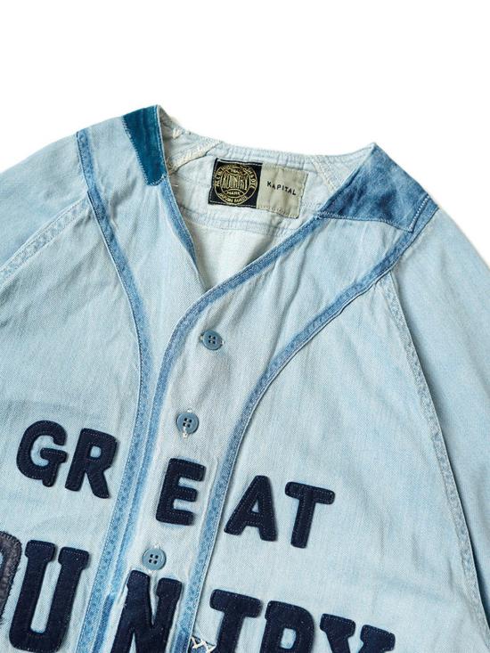  캐피탈 반팔 셔츠 Kapital Kountry 8oz Reconstruction Denim Great Kountry 야구  인디고 - KAPITAL