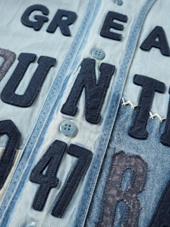 캐피탈 반팔 셔츠 Kapital Kountry 8oz Reconstruction Denim Great Kountry 야구  인디고 - KAPITAL
