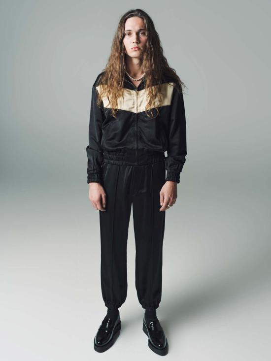  어니스트 더블유 베이커 봄버 자켓 어니스트 W. 베이커 비스코스 트랙 탑 블랙/골드 - ERNEST W. BAKER