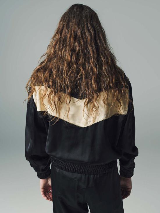  어니스트 더블유 베이커 봄버 자켓 어니스트 W. 베이커 비스코스 트랙 탑 블랙/골드 - ERNEST W. BAKER