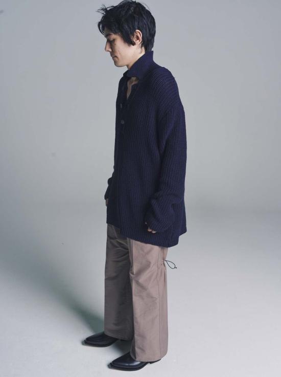  아워레가시 스웨터 아워 레거시 청키 코튼 리브 빅 피케 네이비 - OUR LEGACY