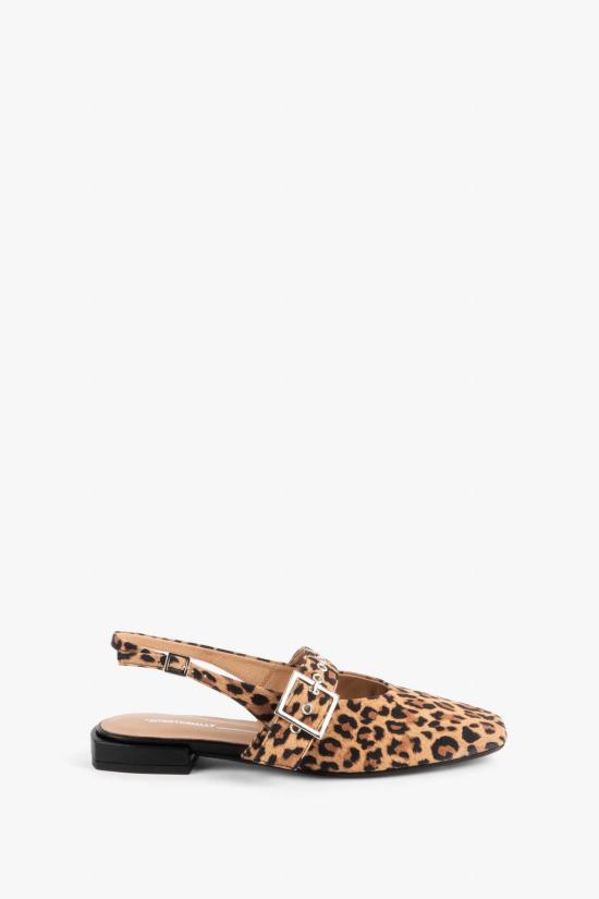  인텐셔널리 블랭크 플랫 슈즈 "의도적으로." 진주 스웨이드 슬링백 발레 플랫 레오파드 - INTENTIONALLY BLANK