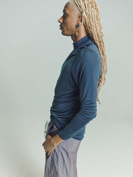  아워레가시 후드 티셔츠 Our Legacy Apricot Ripstop Bend 터틀넥 딥 블루 - OUR LEGACY