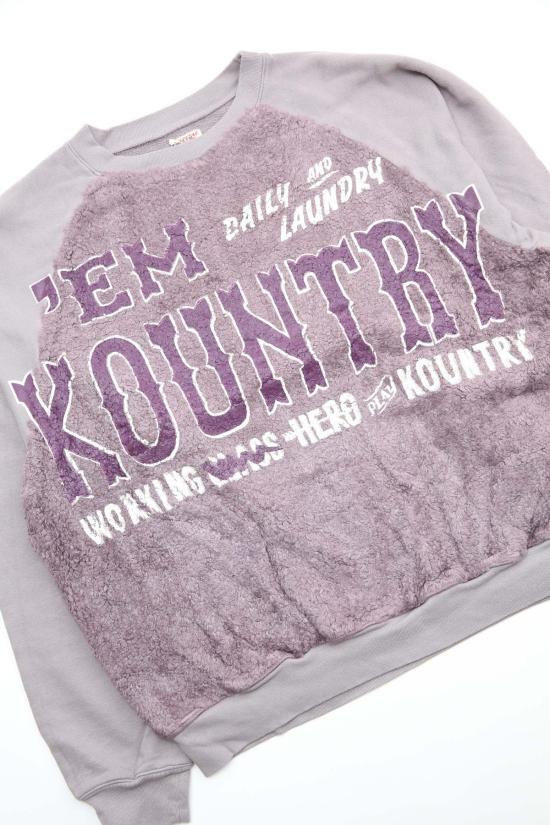  캐피탈 긴팔 티셔츠 Kapital Knit X Fur Grizzly 크루넥 'Em Kountry/라이트 퍼플 - KAPITAL