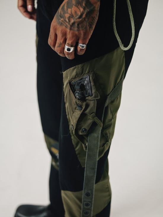  올드 파크 데님 팬츠 올드파크 데님 업사이클 밀리터리 콤바인 진 블랙 - OLD PARK