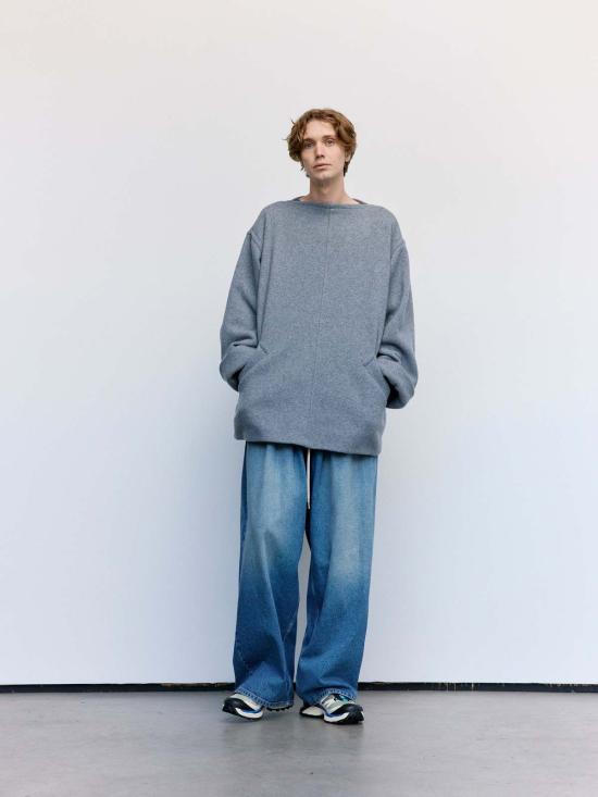  MM6 메종마르지엘라 긴팔 티셔츠 Mm6 메종 마르지엘라 오버사이즈 롱슬리브 탑 그레이 멜란지 - MM6 MAISON MARGIELA