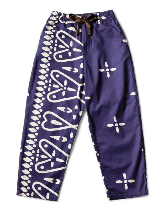  캐피탈 스트레이트 팬츠 카피탈 빗드 버버리 휴몽고 크로스 패턴 이지 팬츠 네이비