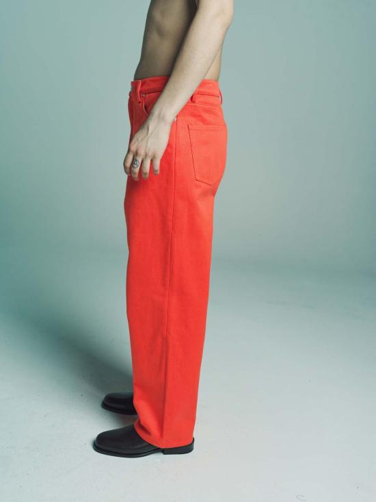  쓰리맨 스트레이트 팬츠 3 맨 5 포켓 진 오렌지 - 3MAN