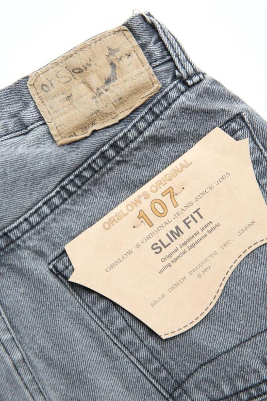 오어슬로우 데님 팬츠 오슬로우 107 아이비핏 슬림진 블랙 데님 블리치 - ORSLOW