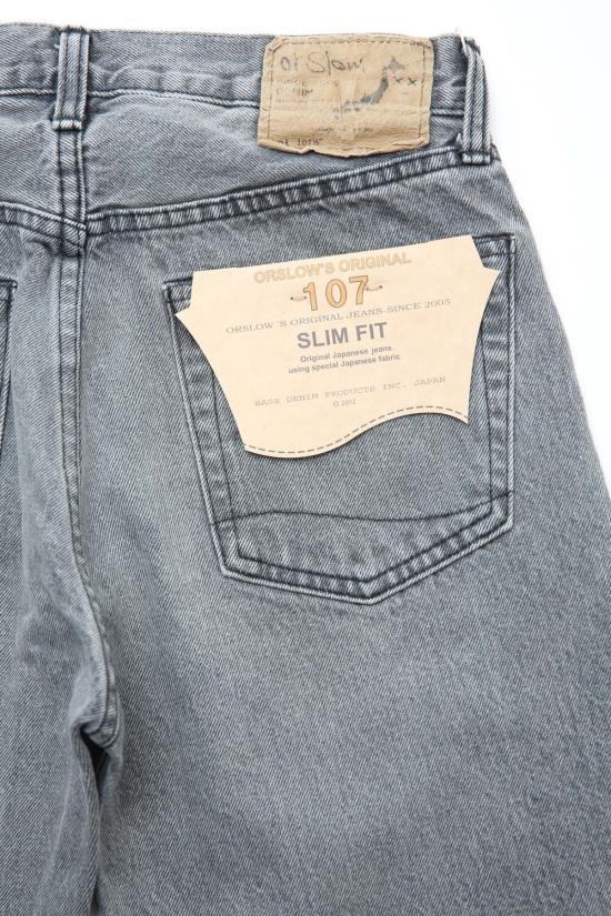  오어슬로우 데님 팬츠 오슬로우 107 아이비핏 슬림진 블랙 데님 블리치 - ORSLOW