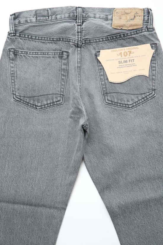  오어슬로우 데님 팬츠 오슬로우 107 아이비핏 슬림진 블랙 데님 블리치 - ORSLOW