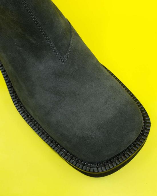  MM6 메종마르지엘라 부츠 Mm6 메종 마르지엘라 리버스 레더 스퀘어 토 플랫폼 앵클  그레이 - MM6 MAISON MARGIELA