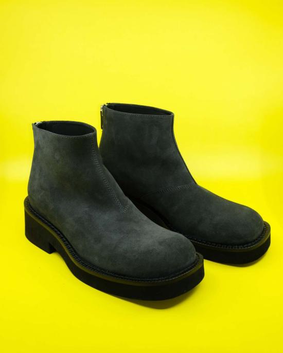  MM6 메종마르지엘라 부츠 Mm6 메종 마르지엘라 리버스 레더 스퀘어 토 플랫폼 앵클  그레이 - MM6 MAISON MARGIELA