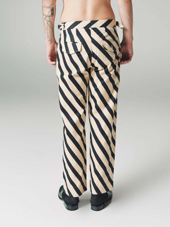  보디 스트레이트 팬츠 보드 도미노 스트라이프 팬츠 에크루/블랙 - BODE