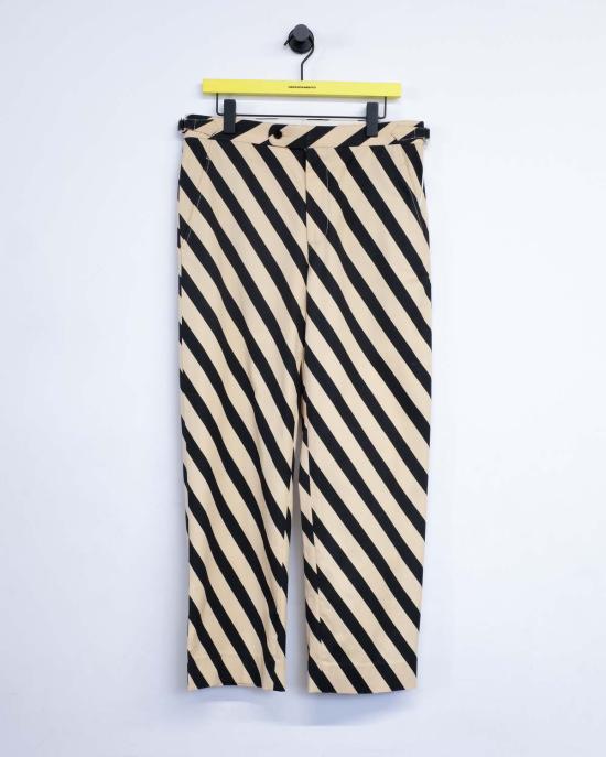  보디 스트레이트 팬츠 보드 도미노 스트라이프 팬츠 에크루/블랙 - BODE