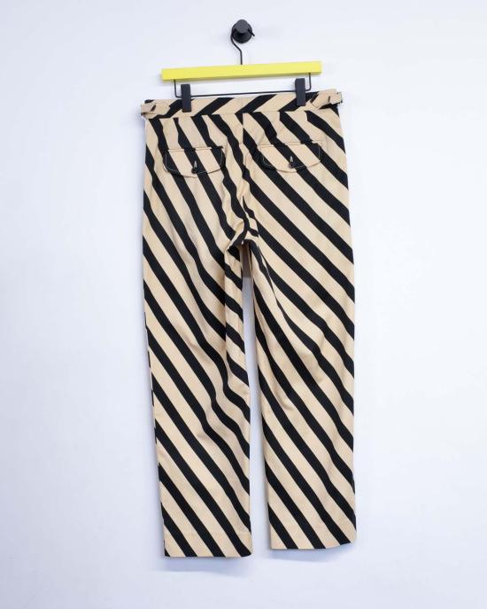  보디 스트레이트 팬츠 보드 도미노 스트라이프 팬츠 에크루/블랙 - BODE