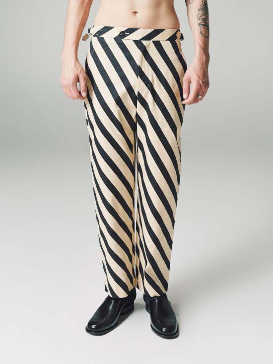  보디 스트레이트 팬츠 보드 도미노 스트라이프 팬츠 에크루/블랙